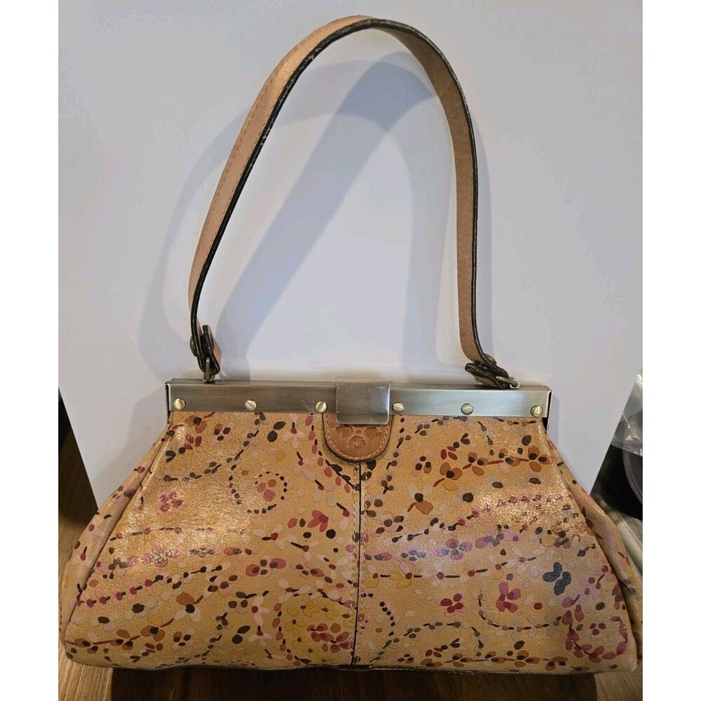 NWT Patricia Nash Ferrara Frame Snap Latch Floral Leather Satchel Shoulder Purse